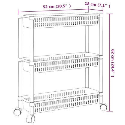 vidaXL 3-Tier Storage Trolley Silver and White Aluminum - Home & Garden > Household Supplies > Storage & Organization >