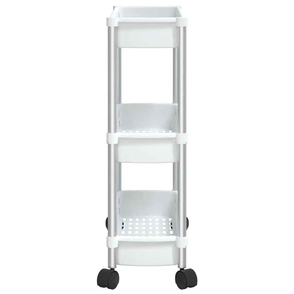 vidaXL 3-Tier Storage Trolley Silver and White Aluminum - Home & Garden > Household Supplies > Storage & Organization >