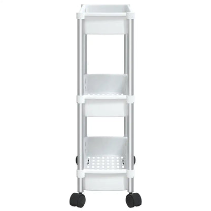vidaXL 3-Tier Storage Trolley Silver and White Aluminum - Home & Garden > Household Supplies > Storage & Organization >
