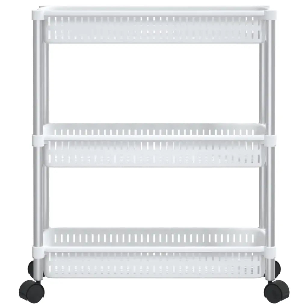 vidaXL 3-Tier Storage Trolley Silver and White Aluminum - Home & Garden > Household Supplies > Storage & Organization >