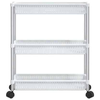 vidaXL 3-Tier Storage Trolley Silver and White Aluminum - Home & Garden > Household Supplies > Storage & Organization >