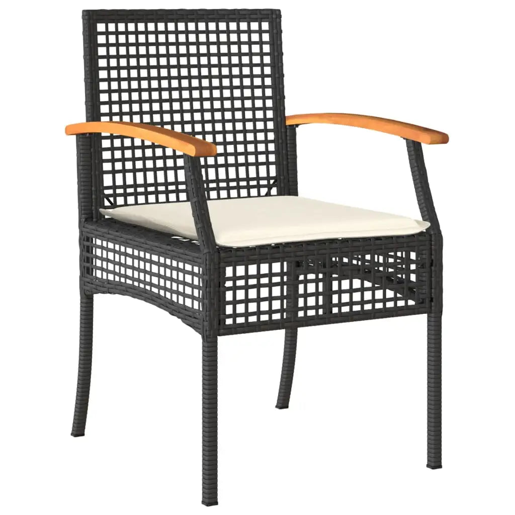 vidaXL 4 Piece Patio Dining Set with Cushions Black Poly Rattan - Furniture > Outdoor Furniture > Outdoor Furniture Sets