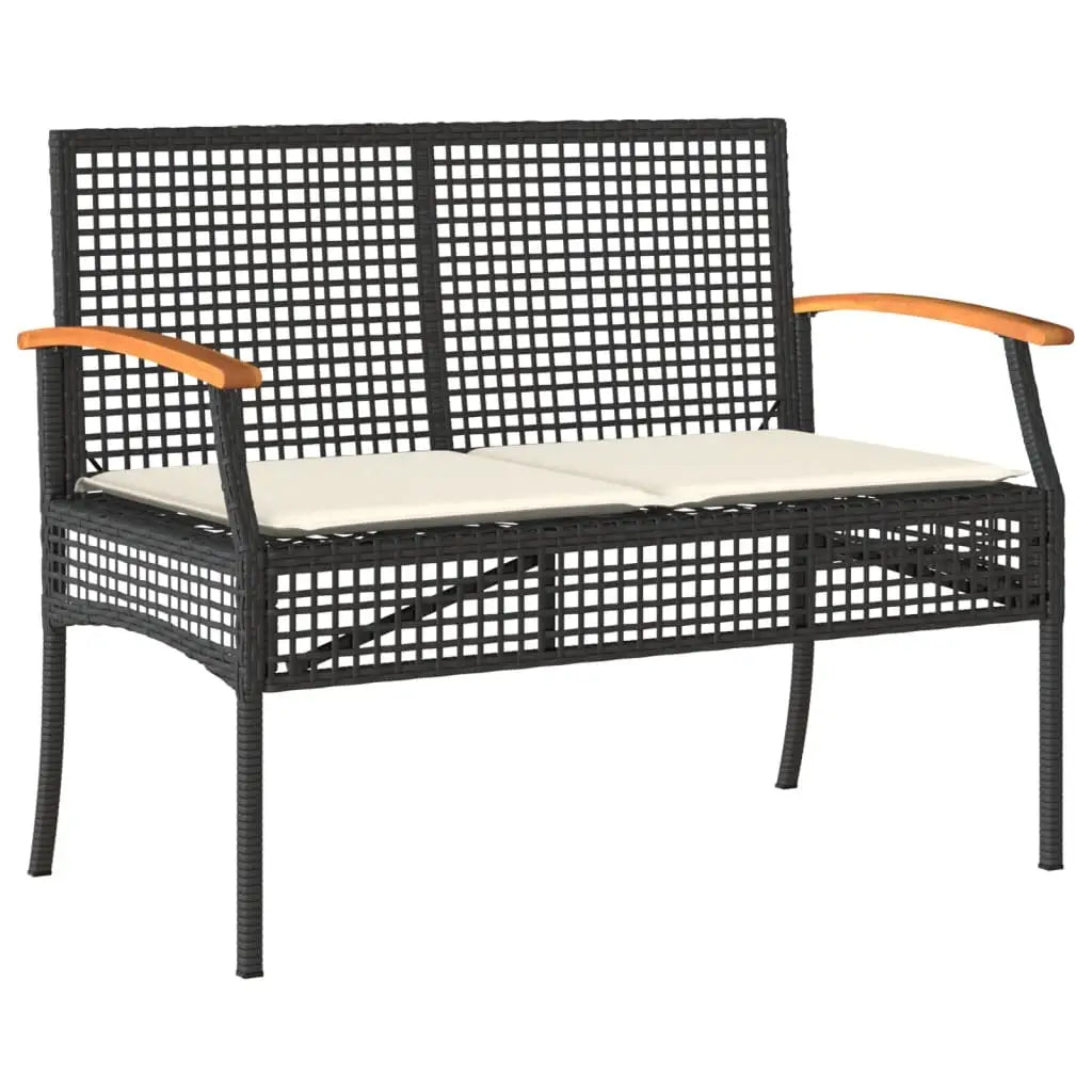 vidaXL 4 Piece Patio Dining Set with Cushions Black Poly Rattan - Furniture > Outdoor Furniture > Outdoor Furniture Sets