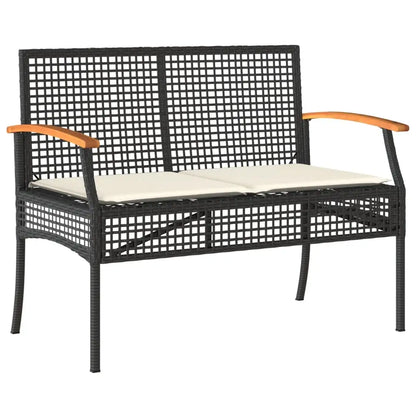 vidaXL 4 Piece Patio Dining Set with Cushions Black Poly Rattan - Furniture > Outdoor Furniture > Outdoor Furniture Sets