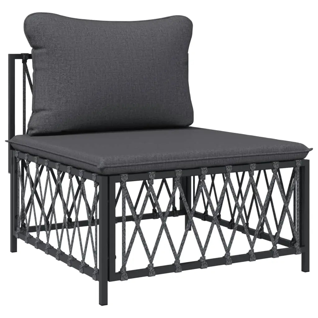 vidaXL 4 Piece Patio Lounge Set with Cushions Anthracite Steel - Lounge Set
