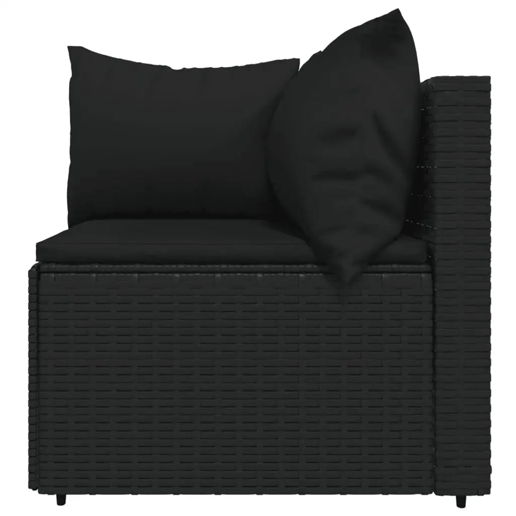 vidaXL 4 Piece Patio Lounge Set with Cushions Black Poly Rattan - Furniture > Outdoor Furniture > Outdoor Seating >