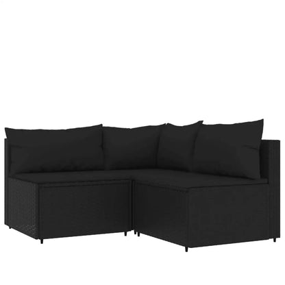 vidaXL 4 Piece Patio Lounge Set with Cushions Black Poly Rattan - Furniture > Outdoor Furniture > Outdoor Seating >
