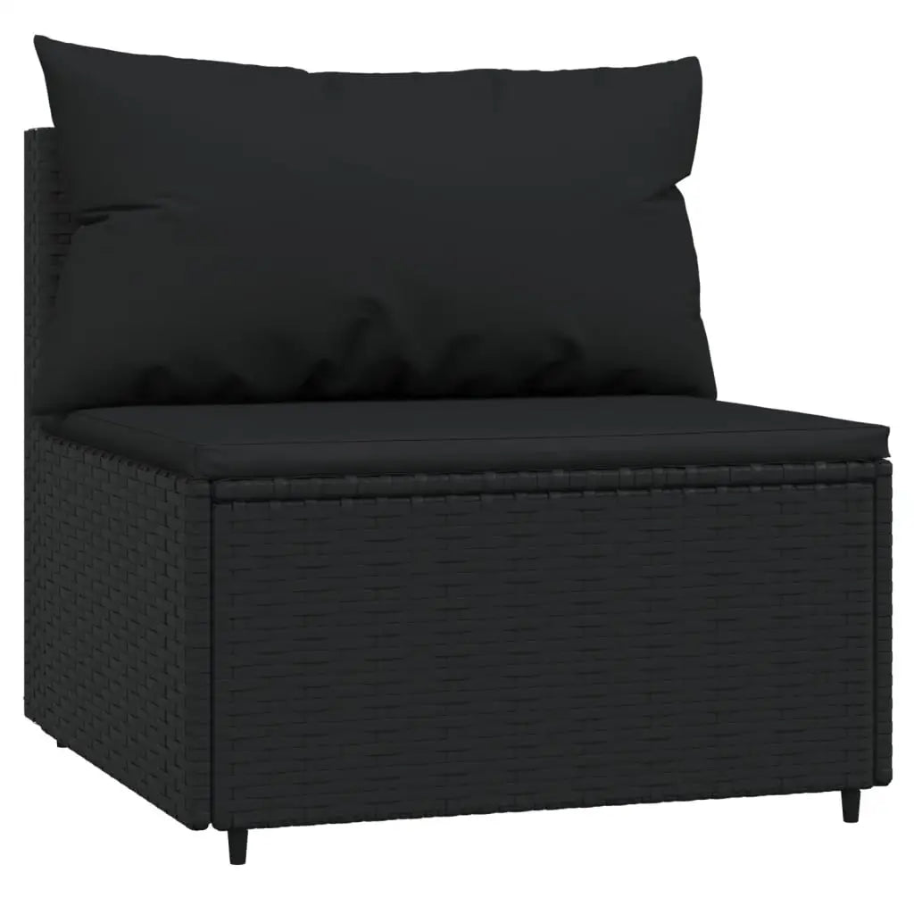 vidaXL 4 Piece Patio Lounge Set with Cushions Black Poly Rattan - Furniture > Outdoor Furniture > Outdoor Seating >