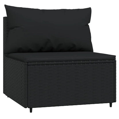 vidaXL 4 Piece Patio Lounge Set with Cushions Black Poly Rattan - Furniture > Outdoor Furniture > Outdoor Seating >