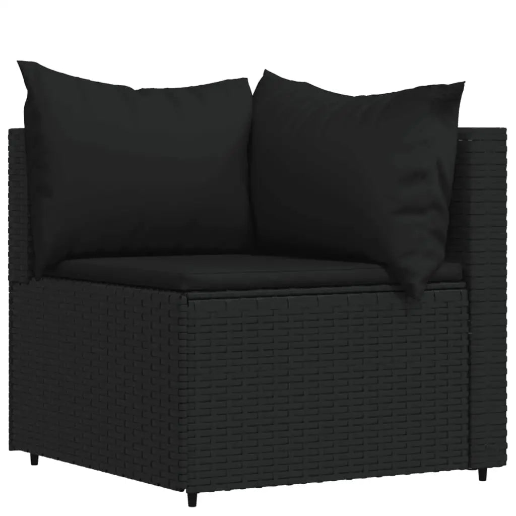vidaXL 4 Piece Patio Lounge Set with Cushions Black Poly Rattan - Furniture > Outdoor Furniture > Outdoor Seating >