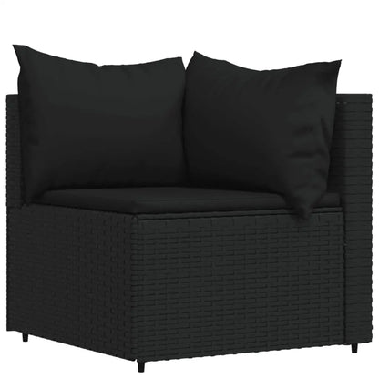 vidaXL 4 Piece Patio Lounge Set with Cushions Black Poly Rattan - Furniture > Outdoor Furniture > Outdoor Seating >