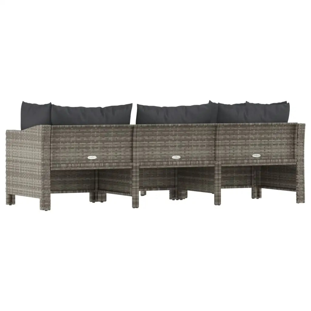 vidaXL 4 Piece Patio Lounge Set with Cushions Gray Poly Rattan - Furniture > Outdoor Furniture > Outdoor Furniture Sets