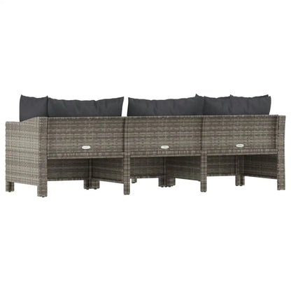 vidaXL 4 Piece Patio Lounge Set with Cushions Gray Poly Rattan - Furniture > Outdoor Furniture > Outdoor Furniture Sets