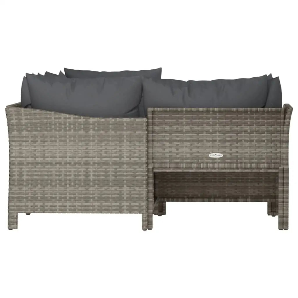vidaXL 4 Piece Patio Lounge Set with Cushions Gray Poly Rattan - Furniture > Outdoor Furniture > Outdoor Furniture Sets
