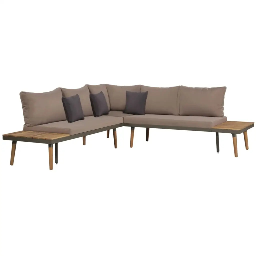 vidaXL 4 Piece Patio Lounge Set with Cushions Solid Acacia Wood Brown - Outdoor Furniture Set