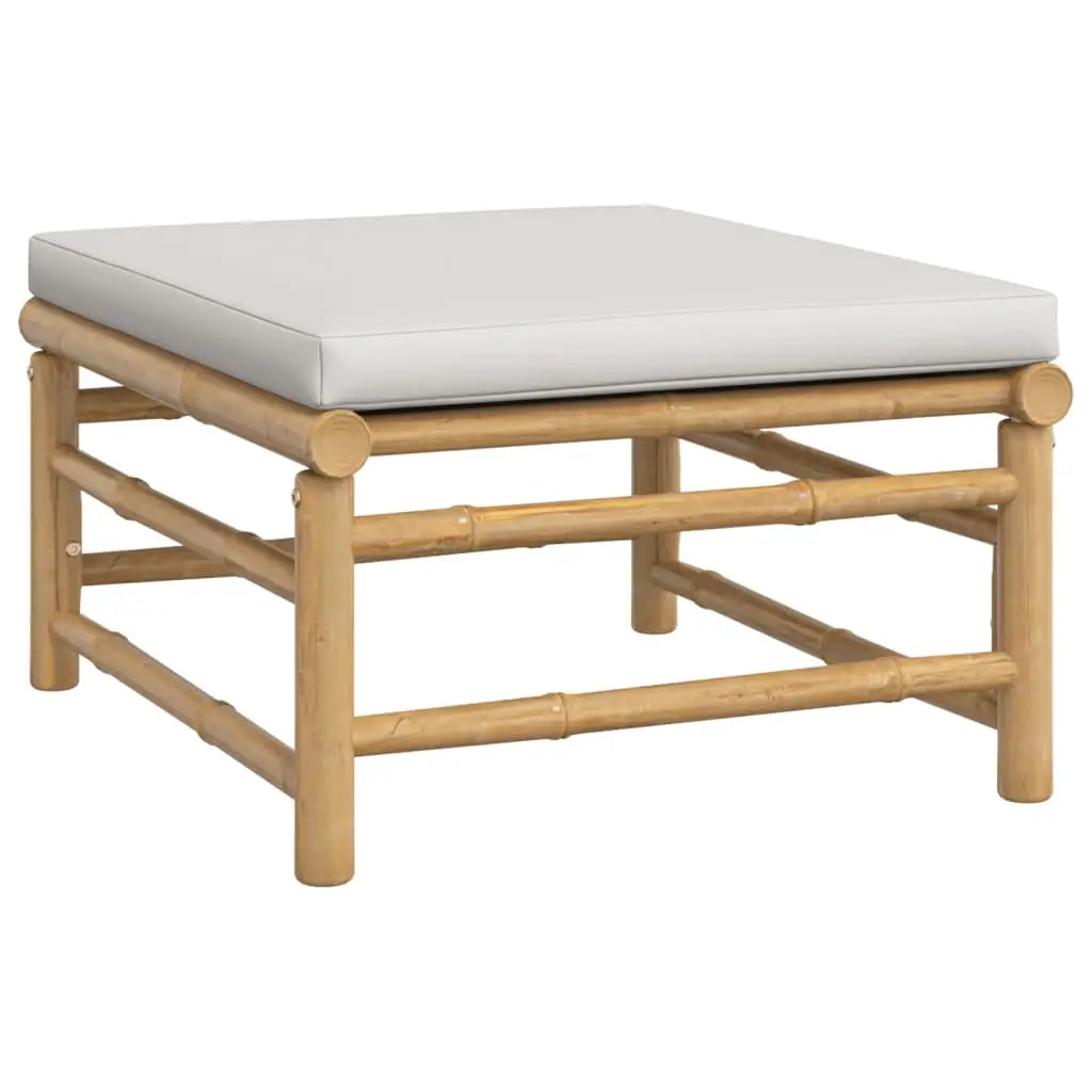 vidaXL 4 Piece Patio Lounge Set with Light Gray Cushions Bamboo - Patio Lounge Set