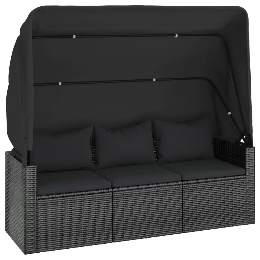 vidaXL 4 Piece Patio Sofa Set with Cushions Black Poly Rattan - Furniture > Outdoor Furniture > Outdoor Furniture Sets