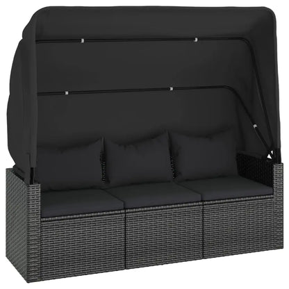 vidaXL 4 Piece Patio Sofa Set with Cushions Black Poly Rattan - Furniture > Outdoor Furniture > Outdoor Furniture Sets