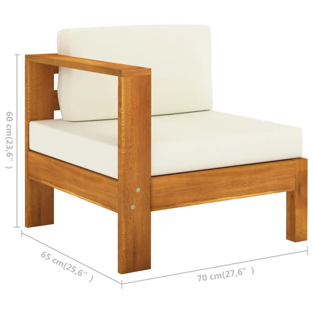 vidaXL 4-Seater Patio Sofa with Cream White Cushions Solid Acacia Wood - Patio Sofa