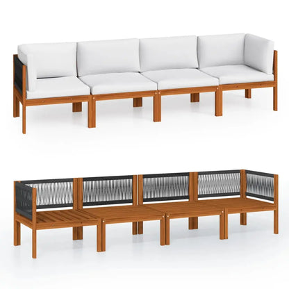 vidaXL 4-Seater Patio Sofa with Cushion Solid Acacia Wood - Outdoor Sofa