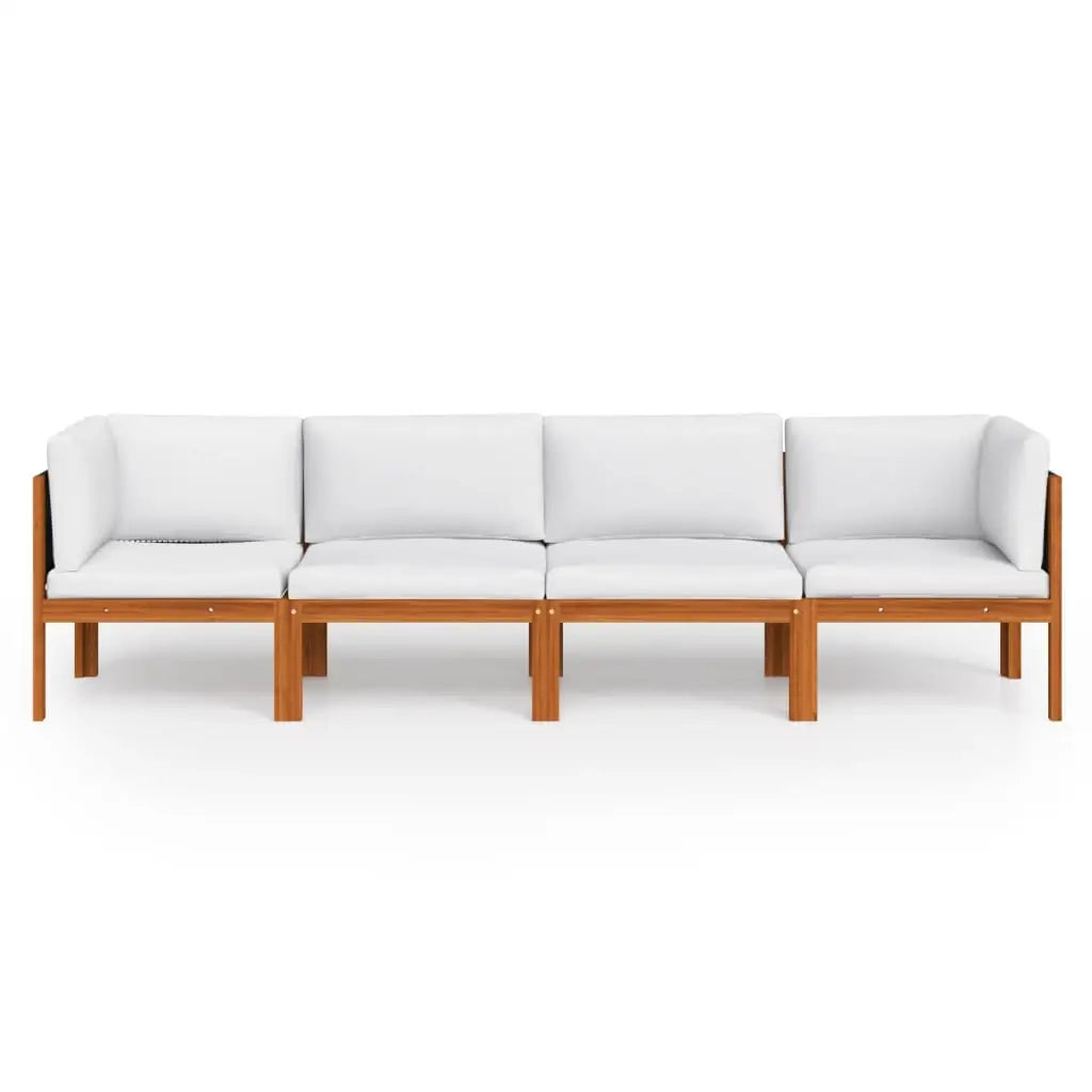 vidaXL 4-Seater Patio Sofa with Cushion Solid Acacia Wood - Outdoor Sofa