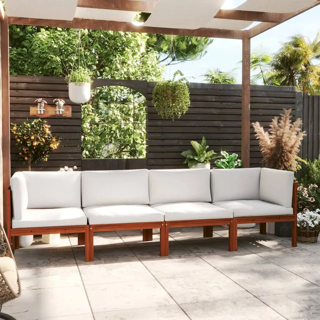 vidaXL 4-Seater Patio Sofa with Cushion Solid Acacia Wood - Outdoor Sofa