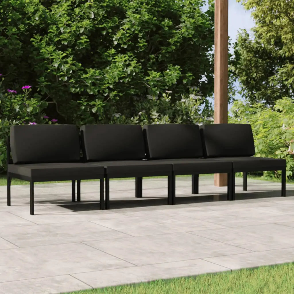 vidaXL 4-Seater Patio Sofa with Cushions Aluminum Anthracite - Patio Sofa