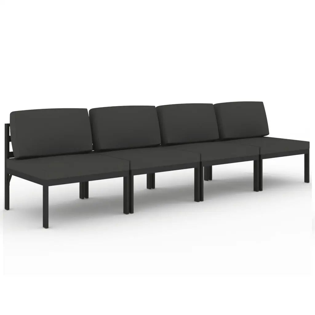 vidaXL 4-Seater Patio Sofa with Cushions Aluminum Anthracite - Patio Sofa