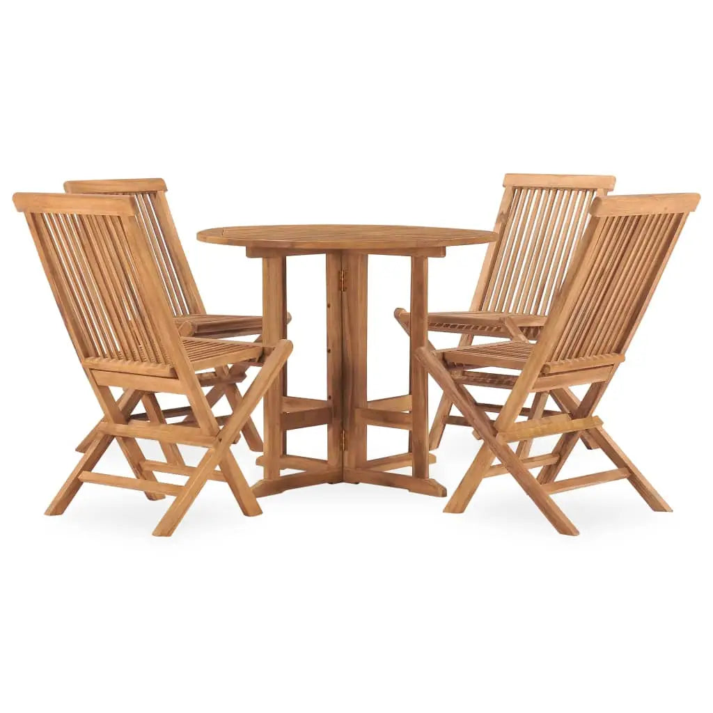 vidaXL 5 Piece Folding Patio Dining Set Solid Teak Wood - Dining Set