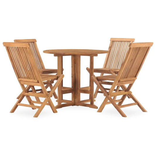 vidaXL 5 Piece Folding Patio Dining Set Solid Teak Wood - Dining Set