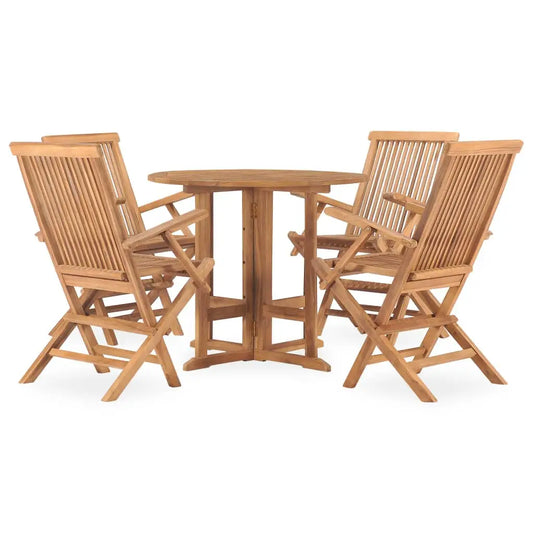 vidaXL 5 Piece Folding Patio Dining Set Solid Teak Wood - Dining Set