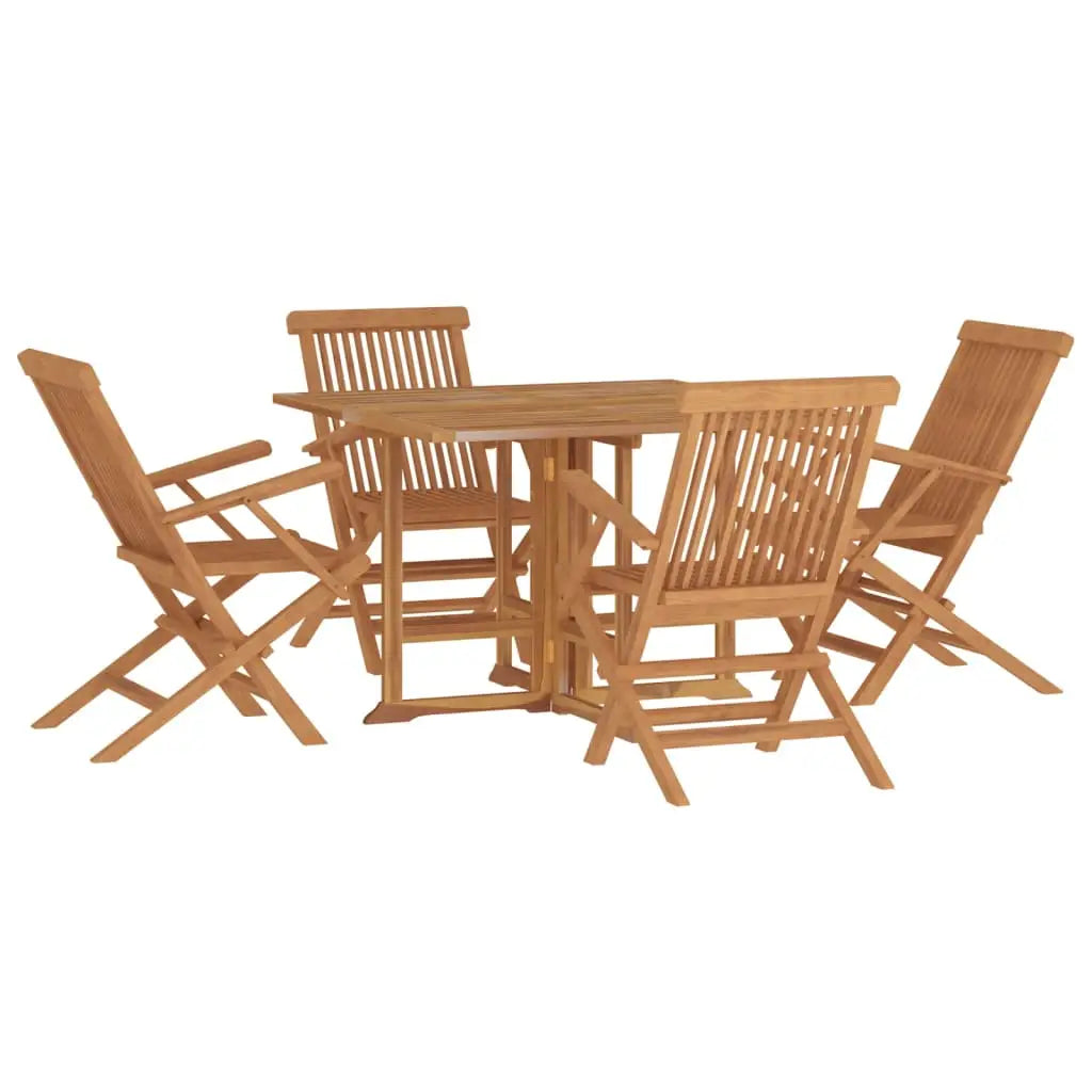 vidaXL 5 Piece Folding Patio Dining Set Solid Wood Teak - Dining Set