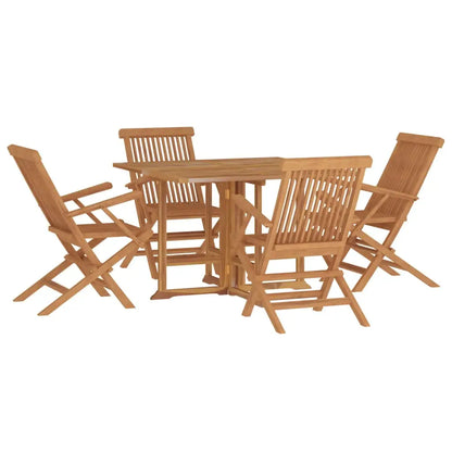 vidaXL 5 Piece Folding Patio Dining Set Solid Wood Teak - Dining Set