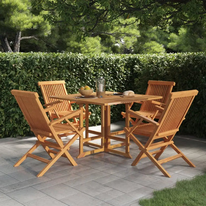 vidaXL 5 Piece Folding Patio Dining Set Solid Wood Teak - Dining Set