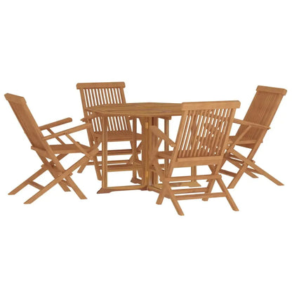 vidaXL 5 Piece Folding Patio Dining Set Solid Wood Teak - Outdoor Dining Set