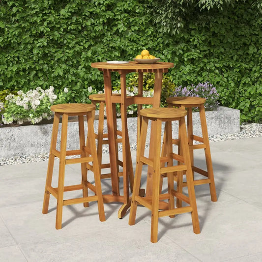 vidaXL 5 Piece Patio Bar Set Solid Wood Acacia - Patio Bar Set