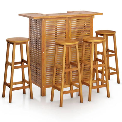 vidaXL 5 Piece Patio Bar Set Solid Wood Acacia - Outdoor Furniture Set