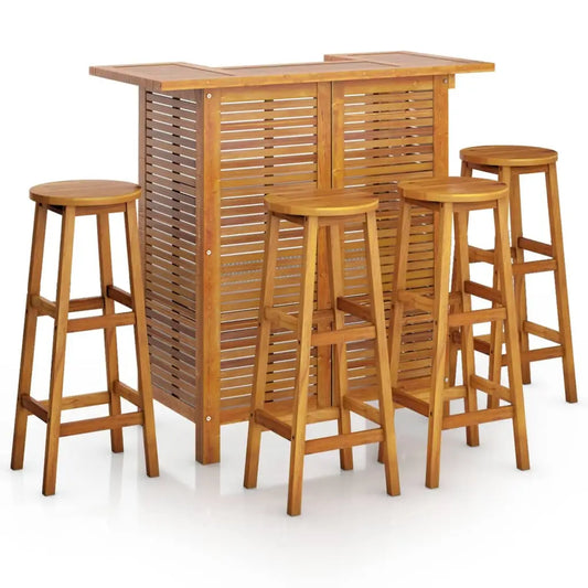 vidaXL 5 Piece Patio Bar Set Solid Wood Acacia - Outdoor Furniture Set