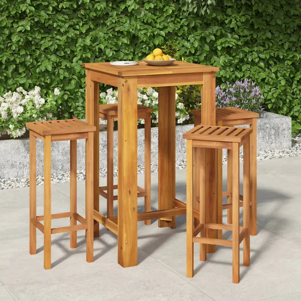 vidaXL 5 Piece Patio Bar Set Solid Wood Acacia - Outdoor Furniture Set
