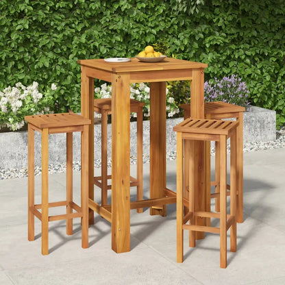 vidaXL 5 Piece Patio Bar Set Solid Wood Acacia - Outdoor Furniture Set