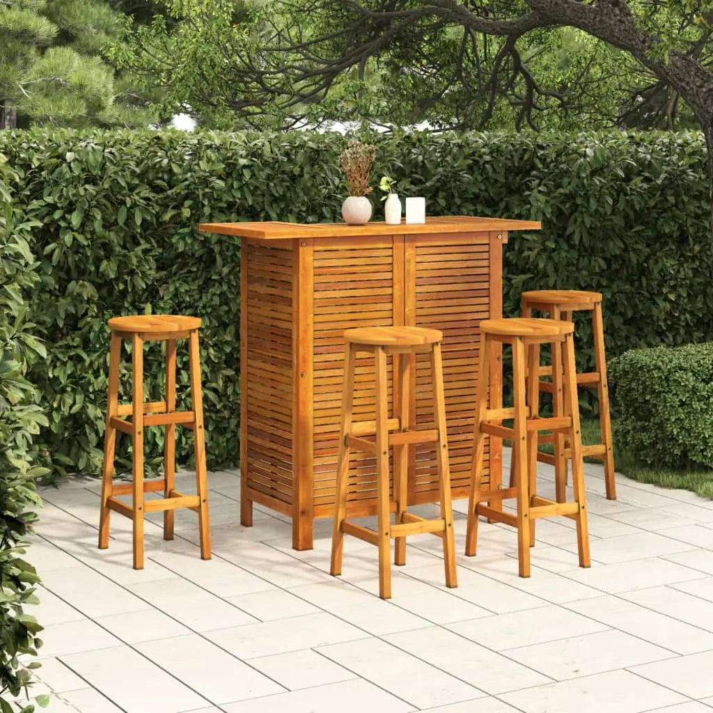 vidaXL 5 Piece Patio Bar Set Solid Wood Acacia - Outdoor Furniture Set