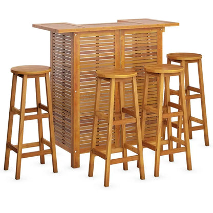 vidaXL 5 Piece Patio Bar Set Solid Wood Acacia - Outdoor Furniture Set
