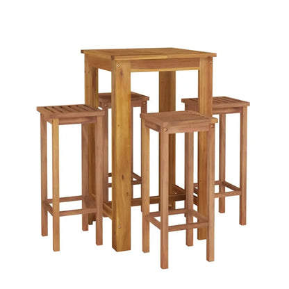 vidaXL 5 Piece Patio Bar Set Solid Wood Acacia - Outdoor Furniture Set