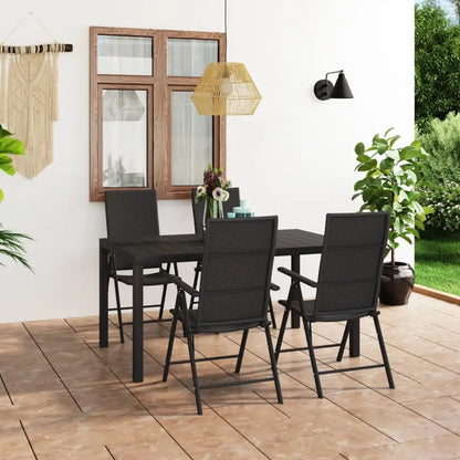 vidaXL 5 Piece Patio Dining Set Black - Dining Set