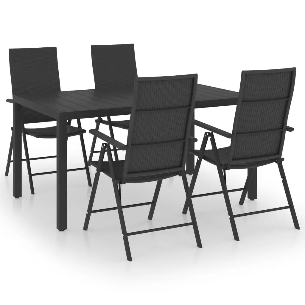 vidaXL 5 Piece Patio Dining Set Black - Dining Set