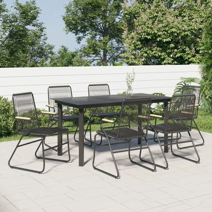 vidaXL 5 Piece Patio Dining Set Black PVC Rattan - 7 pcs - Furniture > Outdoor Furniture > Outdoor Seating > Outdoor