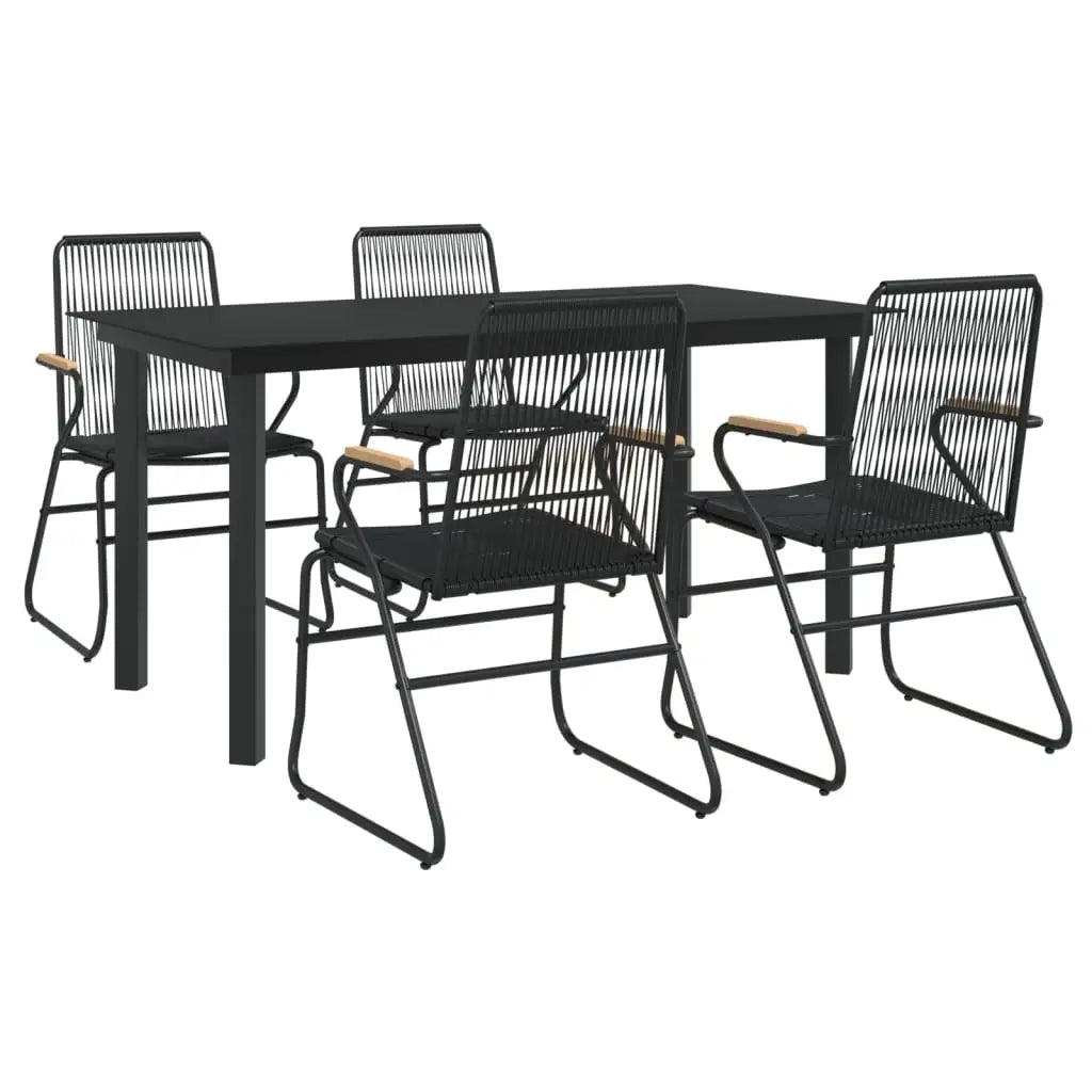 vidaXL 5 Piece Patio Dining Set Black PVC Rattan - Furniture > Outdoor Furniture > Outdoor Seating > Outdoor Chairs