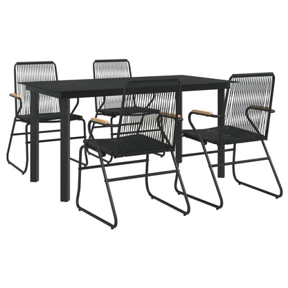 vidaXL 5 Piece Patio Dining Set Black PVC Rattan - Furniture > Outdoor Furniture > Outdoor Seating > Outdoor Chairs