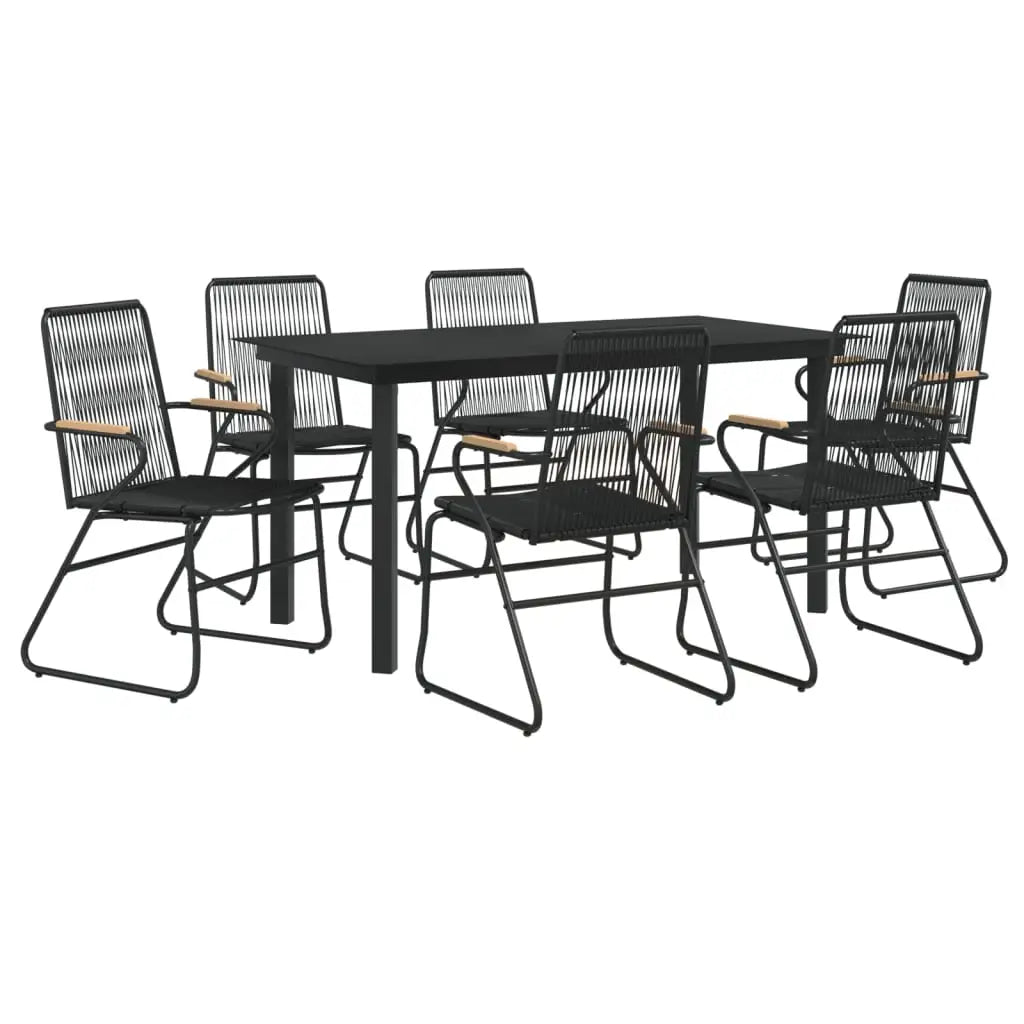 vidaXL 5 Piece Patio Dining Set Black PVC Rattan - Furniture > Outdoor Furniture > Outdoor Seating > Outdoor Chairs