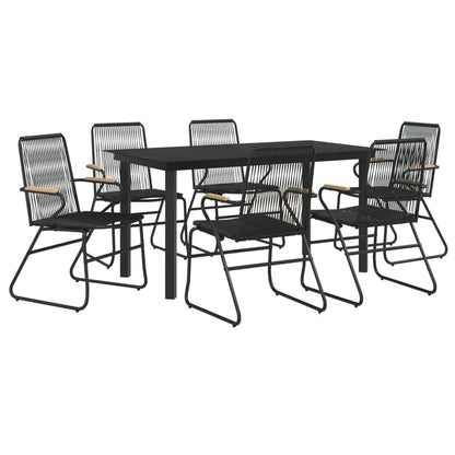 vidaXL 5 Piece Patio Dining Set Black PVC Rattan - Furniture > Outdoor Furniture > Outdoor Seating > Outdoor Chairs